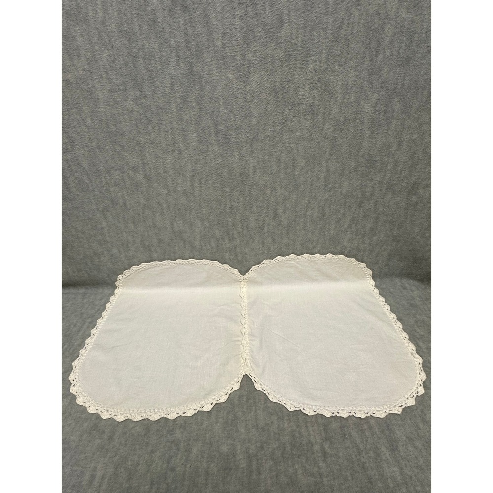 Vintage DoiIies Set of 2 Cotton Off White‎ Hand Crocheted Lace Trim 14" x 11"